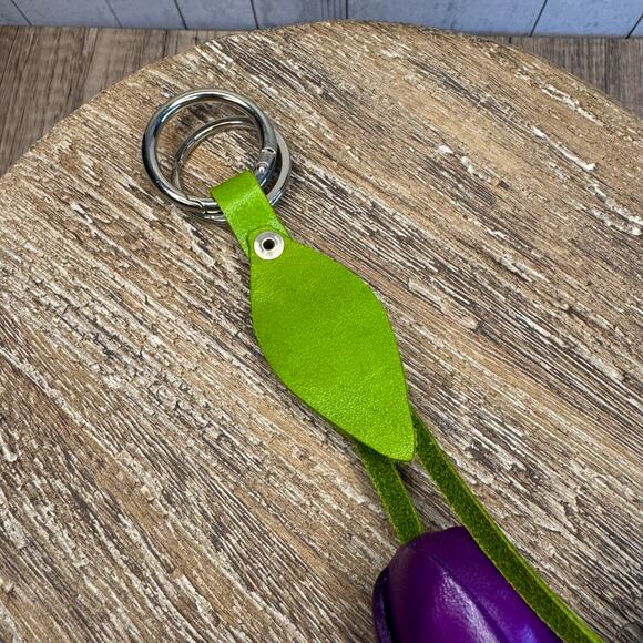 Leather Purple Tulip Purse Charm Genuine Leather Tulip Flower Bag Charm - Picture 5 of 5
